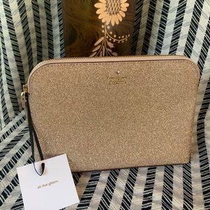 Rose gold burgess cosmetic case Kate spade glitter